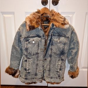BDG denim jacket with faux fur - size xs/s